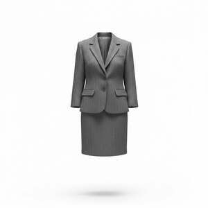 Vintage Barclay Square Gray Herringbone Wool Blend Skirt Suit Set 12 Academia
